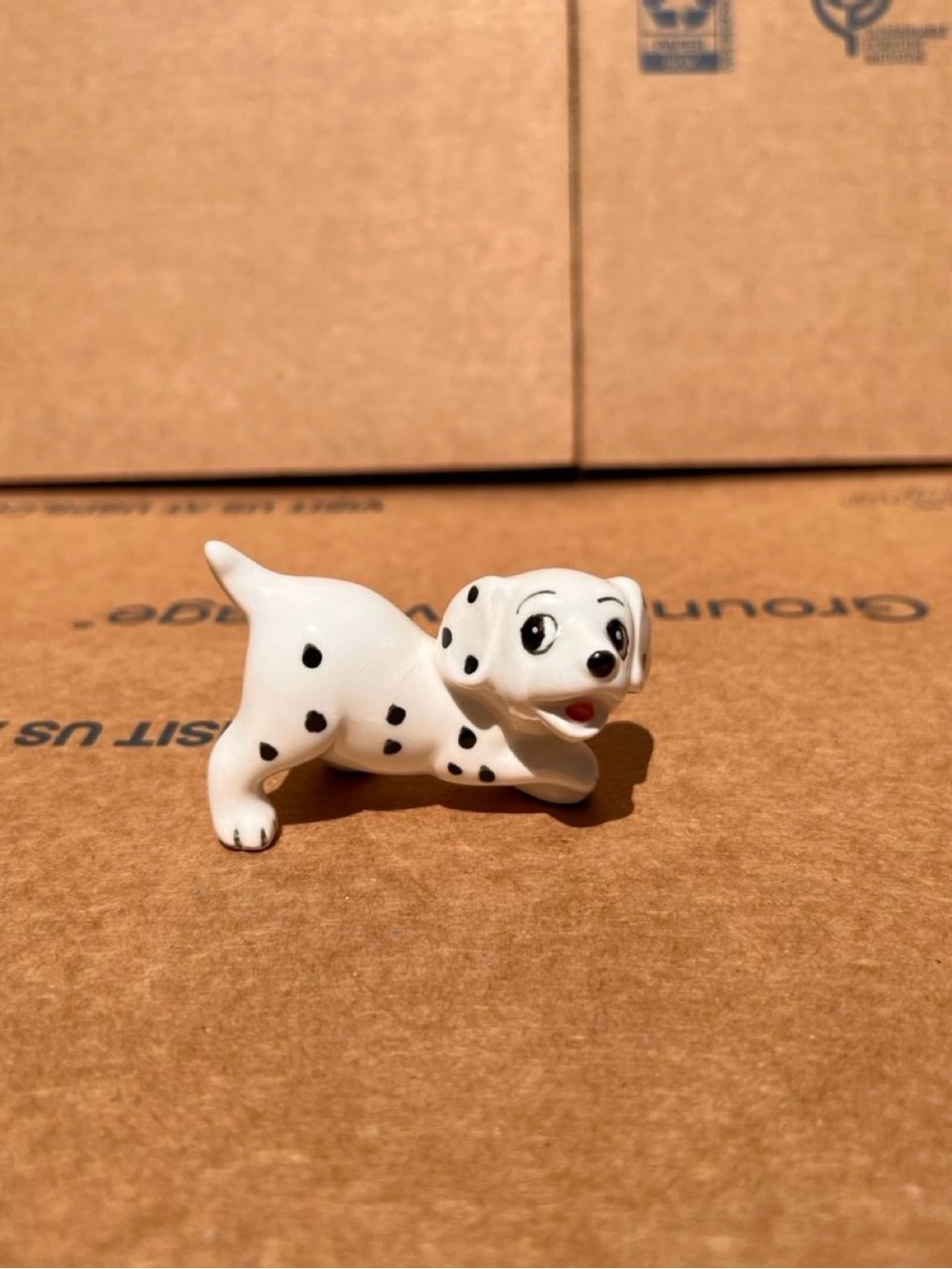 Ceramic Dalmatian Puppy Figurine - White with Black Spots